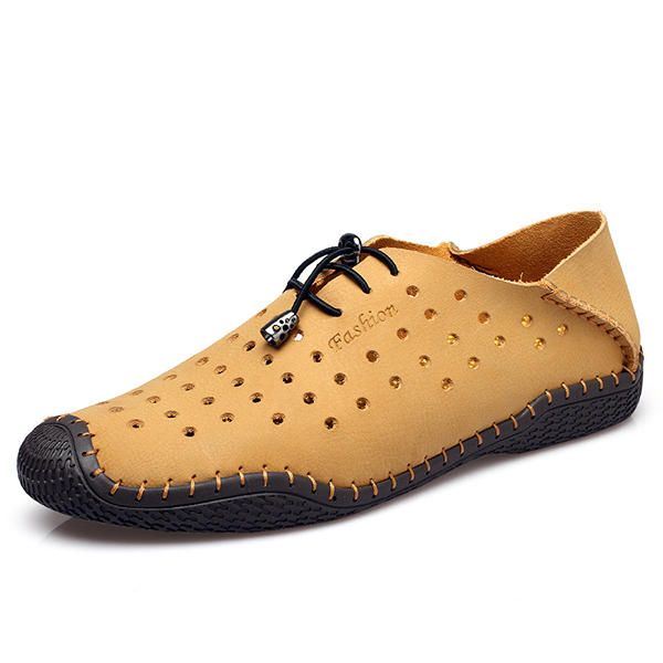 Heren Veterschoenen Casual Lederen Hollow Out Outdoor Oxfords