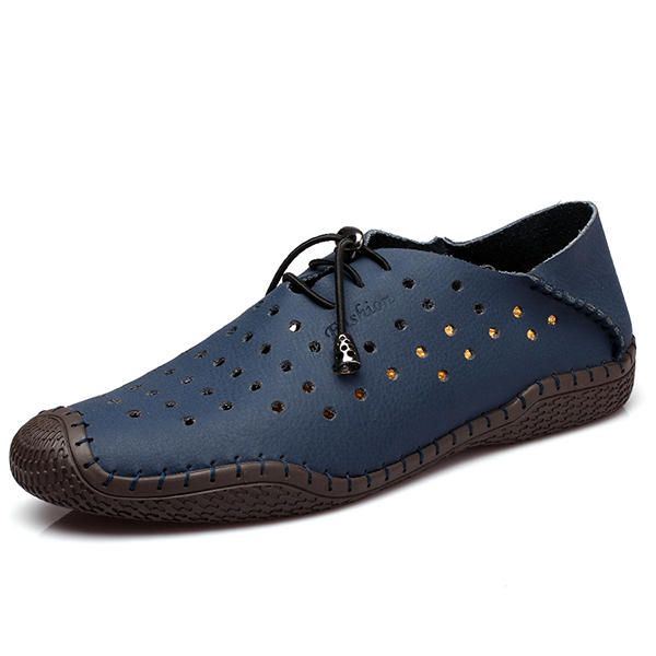 Heren Veterschoenen Casual Lederen Hollow Out Outdoor Oxfords