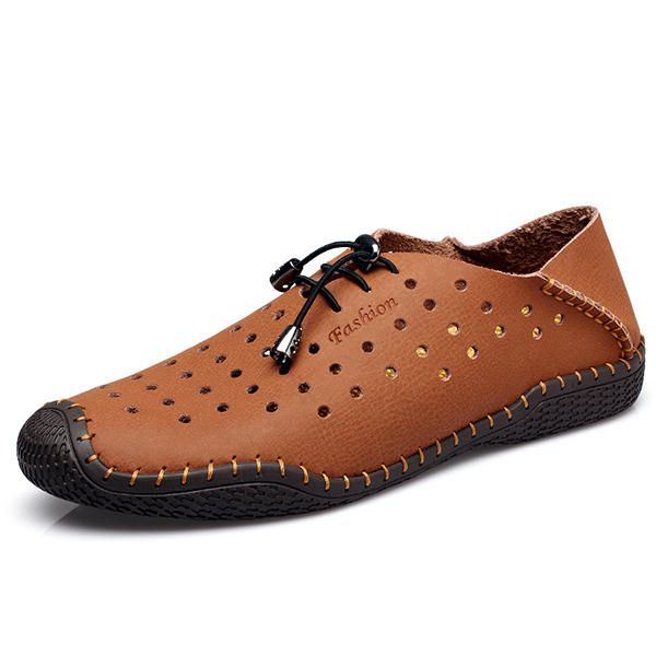 Heren Veterschoenen Casual Lederen Hollow Out Outdoor Oxfords