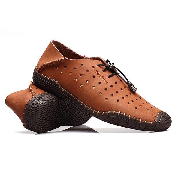 Heren Veterschoenen Casual Lederen Hollow Out Outdoor Oxfords