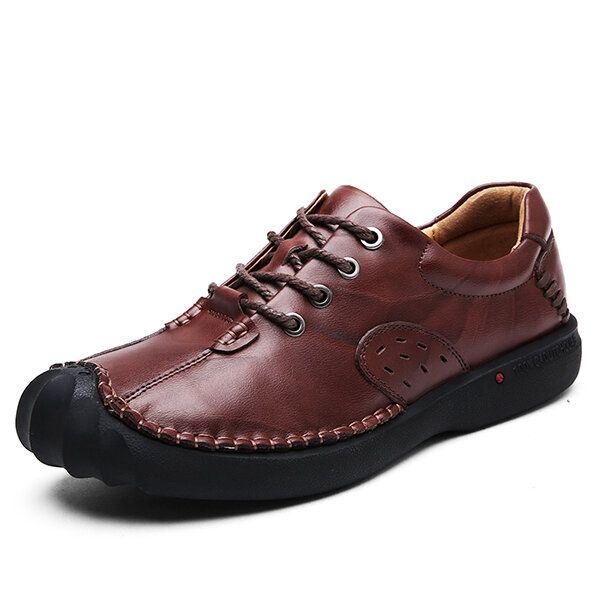 Heren Zachte Hand Stiksels Anti Collision Toe Lederen Comfy Oxfords Schoenen