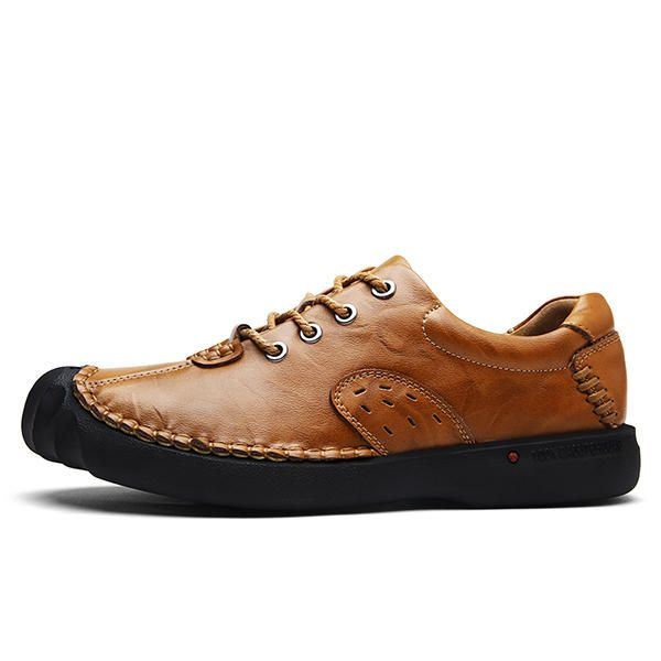 Heren Zachte Hand Stiksels Anti Collision Toe Lederen Comfy Oxfords Schoenen