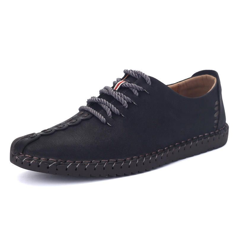 Heren Zachte Handstiksels Zool Casual Zakelijke Lederen Oxfords