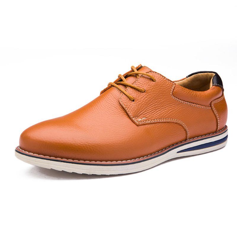 Heren Zachte Lederen Veterschoenen Oxfords