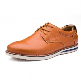 Heren Zachte Lederen Veterschoenen Oxfords