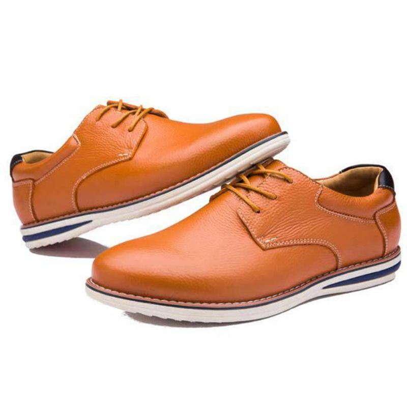 Heren Zachte Lederen Veterschoenen Oxfords