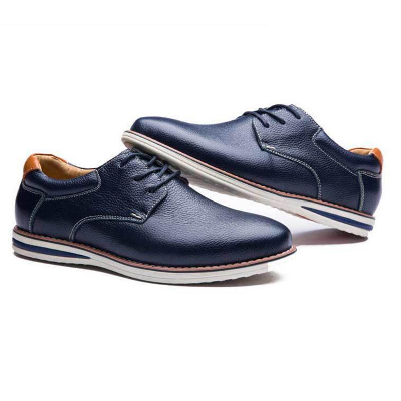 Heren Zachte Lederen Veterschoenen Oxfords