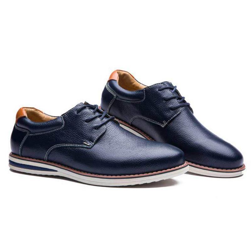 Heren Zachte Lederen Veterschoenen Oxfords