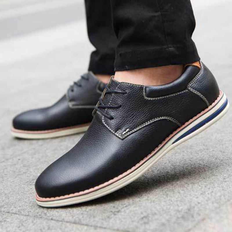 Heren Zachte Lederen Veterschoenen Oxfords