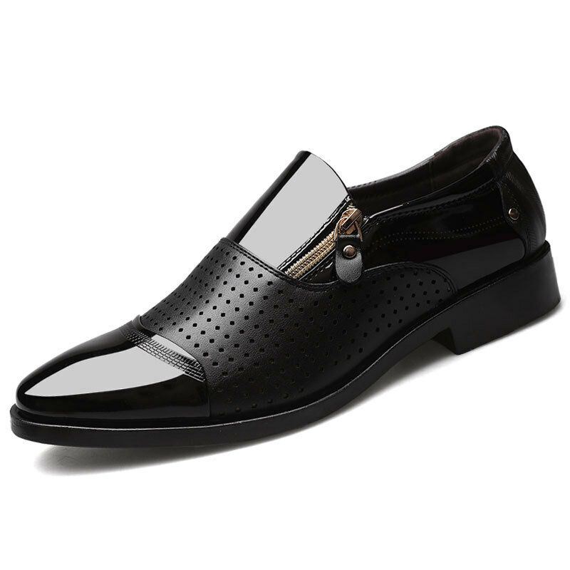 Herenleer Uitgehold Ademend Zachte Zool Slip On Casual Oxford Zakelijke Schoenen