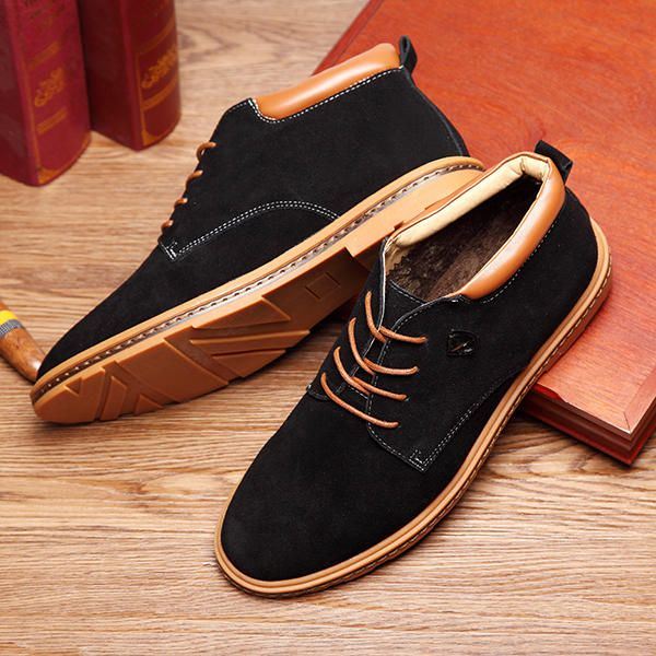 Herenschoenen Suède Oxfords Met Warme Wollen Fleece Voering