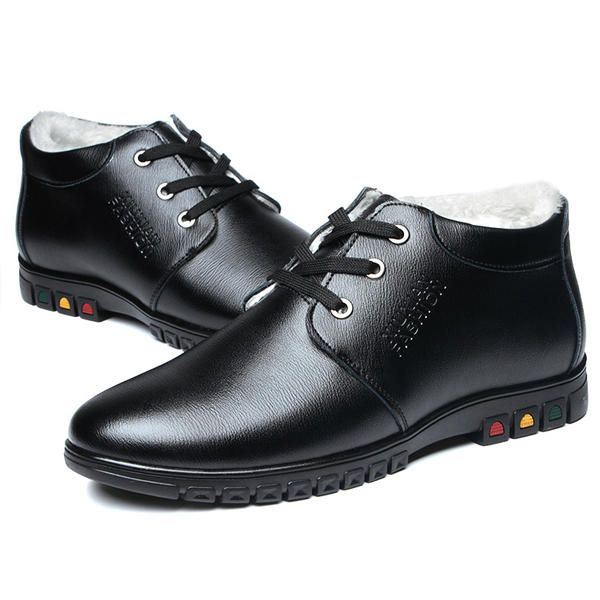 Lace Up Faux Voering Ronde Neus Leren Platte Oxfords Voor Heren