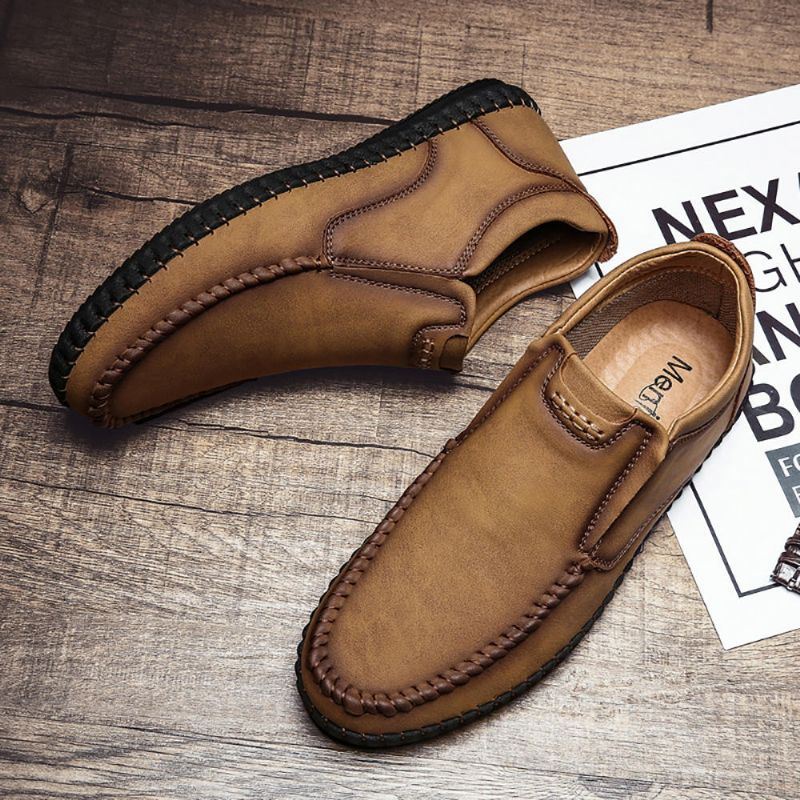 Retro-stiksels Voor Heren Comfortabel Zacht Leer Zakelijke Casual Oxfords