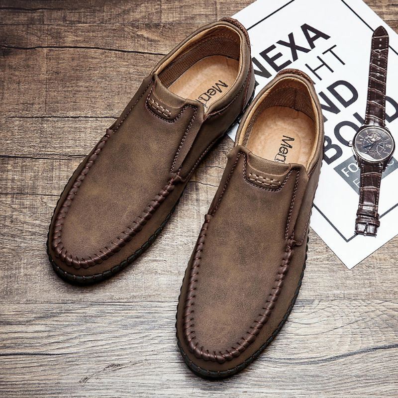 Retro-stiksels Voor Heren Comfortabel Zacht Leer Zakelijke Casual Oxfords