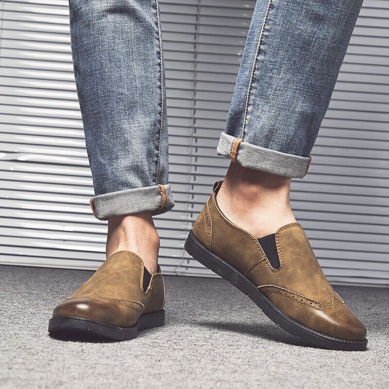 Zakelijke Casual Loafers Chelsea Slip On Werk Jurk Handstiksels Schoenen