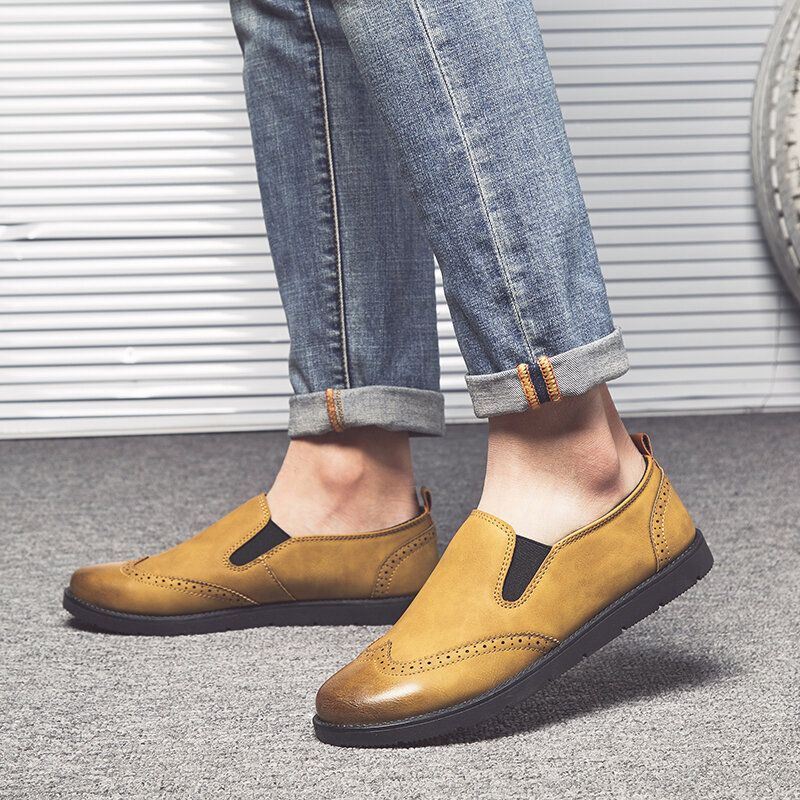 Zakelijke Casual Loafers Chelsea Slip On Werk Jurk Handstiksels Schoenen