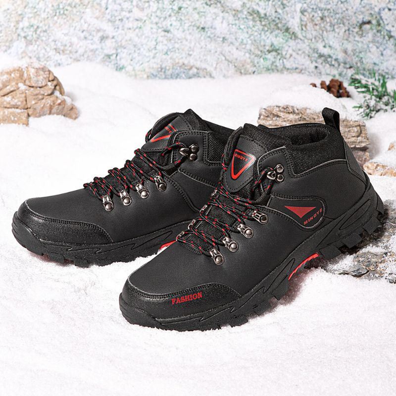 Heren Ademend Antislip Slijtvast Herfst Winter Plus Fluwelen Outdoor Sport Wandelschoenen