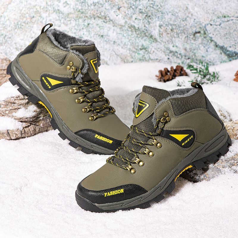 Heren Ademend Antislip Slijtvast Herfst Winter Plus Fluwelen Outdoor Sport Wandelschoenen