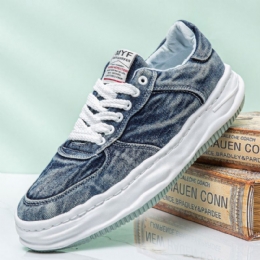 Heren Ademend Canvas Comfortabele Zachte Zool Een Maat Kleiner Casual Sport Denim Court Schoenen