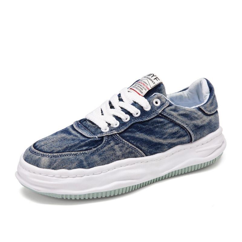 Heren Ademend Canvas Comfortabele Zachte Zool Een Maat Kleiner Casual Sport Denim Court Schoenen