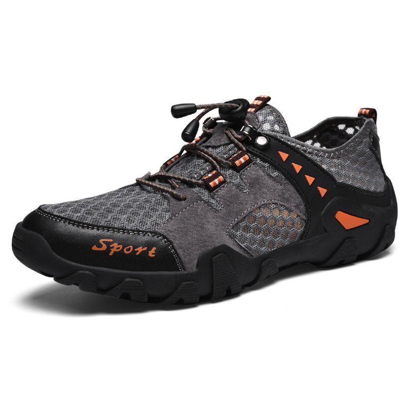 Heren Ademend Mesh Splicing Zachte Zool Antislip Elastische Veters Casual Outdoor Schoenen