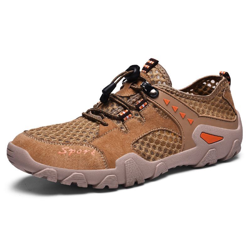 Heren Ademend Mesh Splicing Zachte Zool Antislip Elastische Veters Casual Outdoor Schoenen