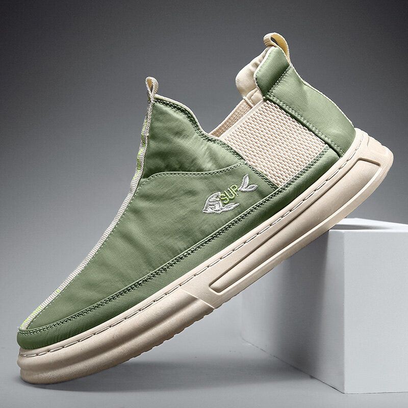 Heren Ademende Ijs Zijden Doek Comfortabele Draagbare Elastische Slip On Casual Sneakers