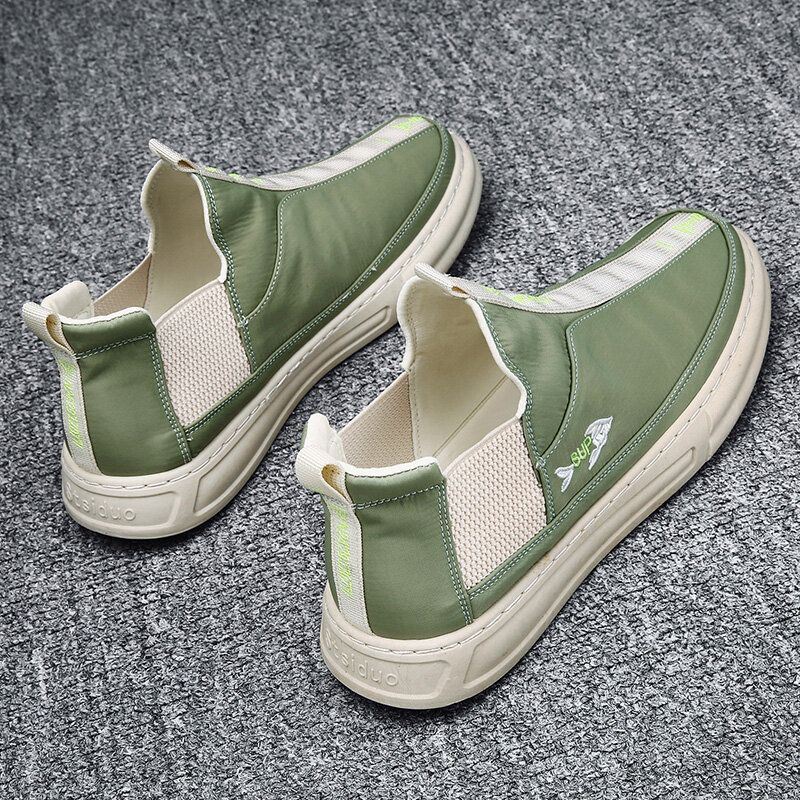 Heren Ademende Ijs Zijden Doek Comfortabele Draagbare Elastische Slip On Casual Sneakers