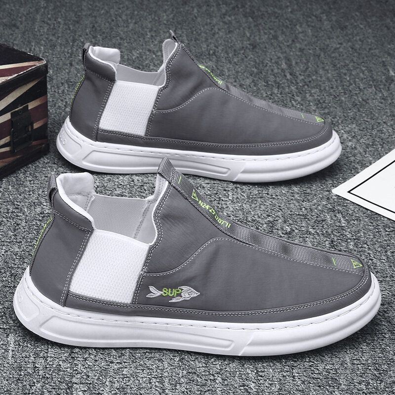 Heren Ademende Ijs Zijden Doek Comfortabele Draagbare Elastische Slip On Casual Sneakers