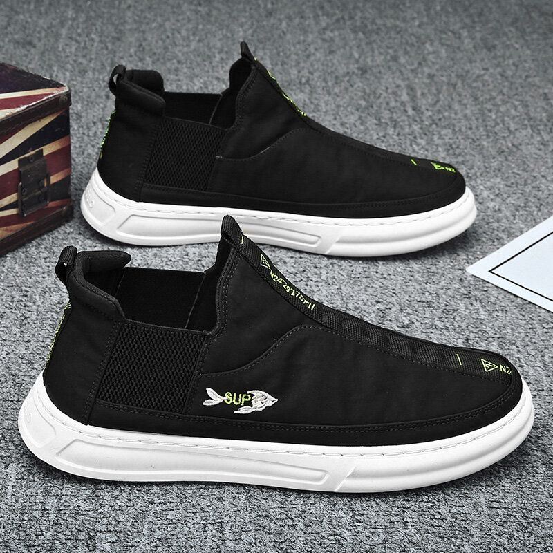 Heren Ademende Ijs Zijden Doek Comfortabele Draagbare Elastische Slip On Casual Sneakers