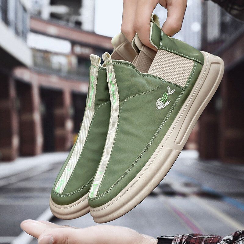 Heren Ademende Ijs Zijden Doek Comfortabele Draagbare Elastische Slip On Casual Sneakers