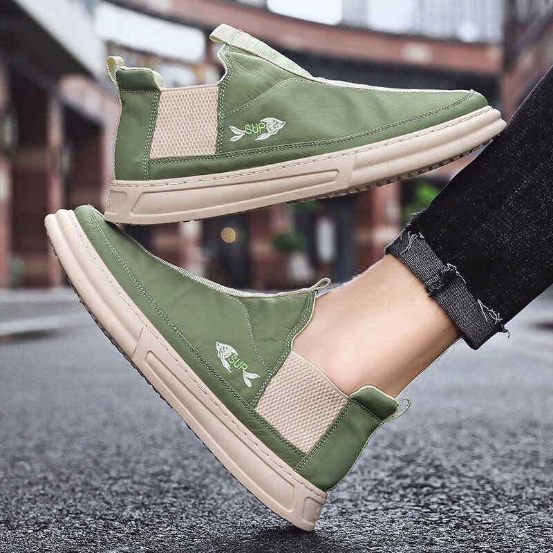 Heren Ademende Ijs Zijden Doek Comfortabele Draagbare Elastische Slip On Casual Sneakers