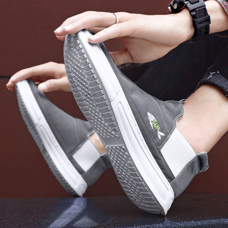 Heren Ademende Ijs Zijden Doek Comfortabele Draagbare Elastische Slip On Casual Sneakers