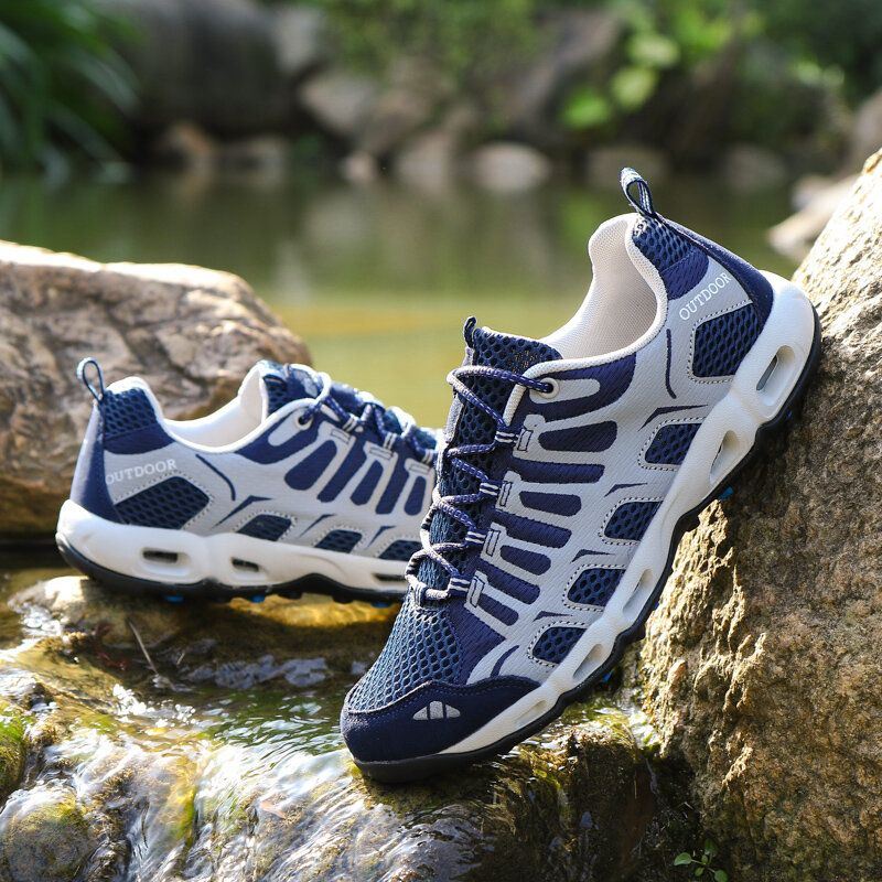 Heren Ademende Outdoor Lace Up Casual Sport Wandelschoenen