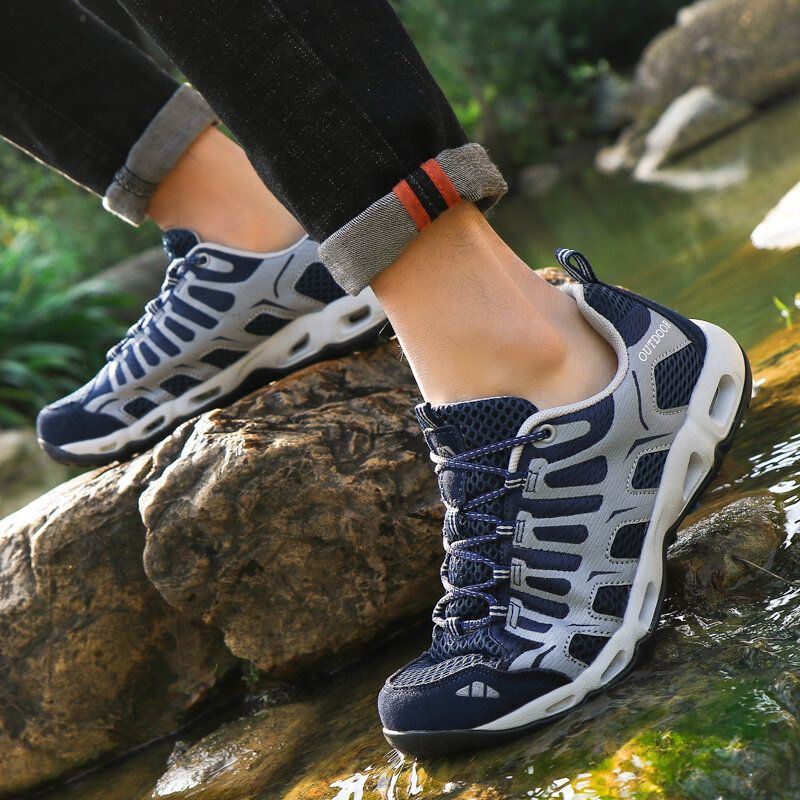 Heren Ademende Outdoor Lace Up Casual Sport Wandelschoenen