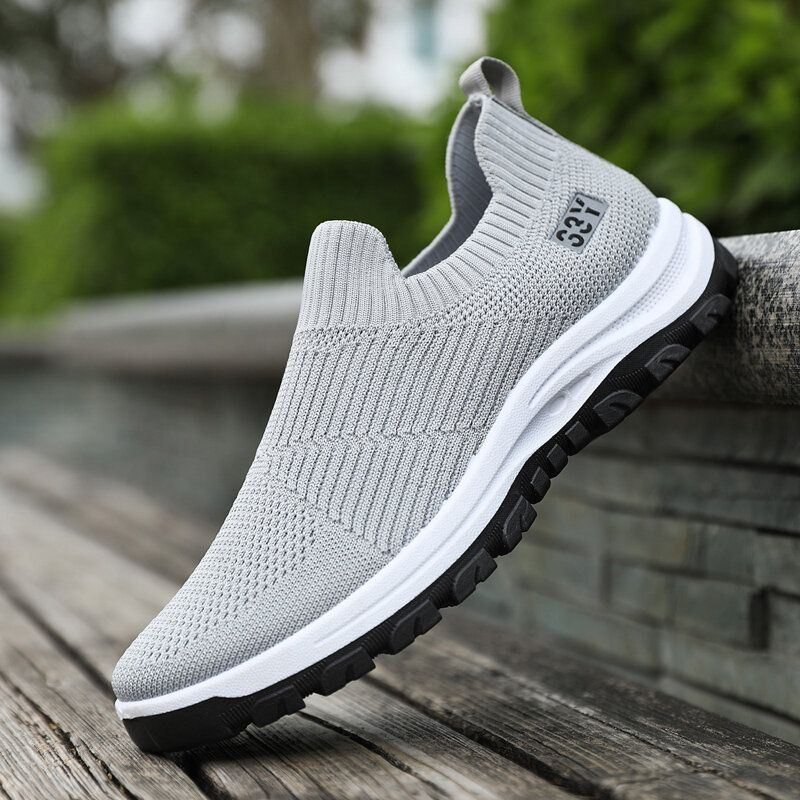 Heren Ademende Stof Antislip Comfortabele Slip On Casual Wandelschoenen