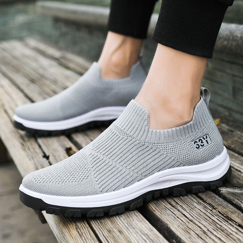 Heren Ademende Stof Antislip Comfortabele Slip On Casual Wandelschoenen