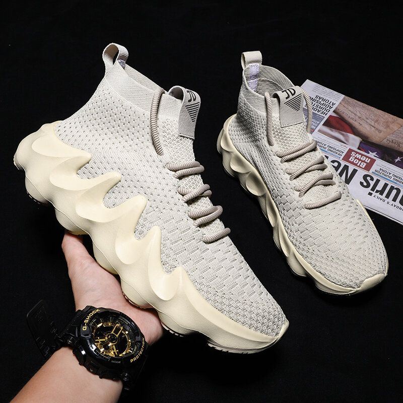 Heren Ademende Stof Zachte Zool Antislip Sport Platform Casual Chunky Sneakers