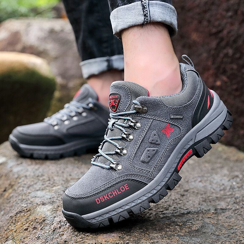 Heren Ademende Suède Zachte Zool Antislip Sport Casual Outdoor Wandelschoenen