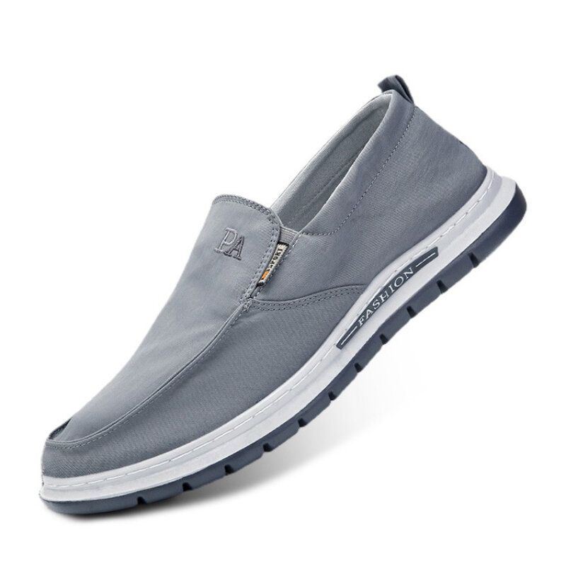 Heren Ademende Zachte Zool Pure Kleur Slip Op Oude Peking Casual Doek Schoenen