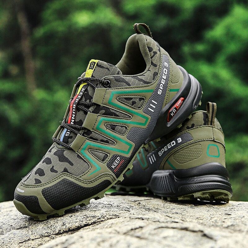 Heren Camo Wandelen Splicing Stijlvolle Outdoor Running Veterschoenen