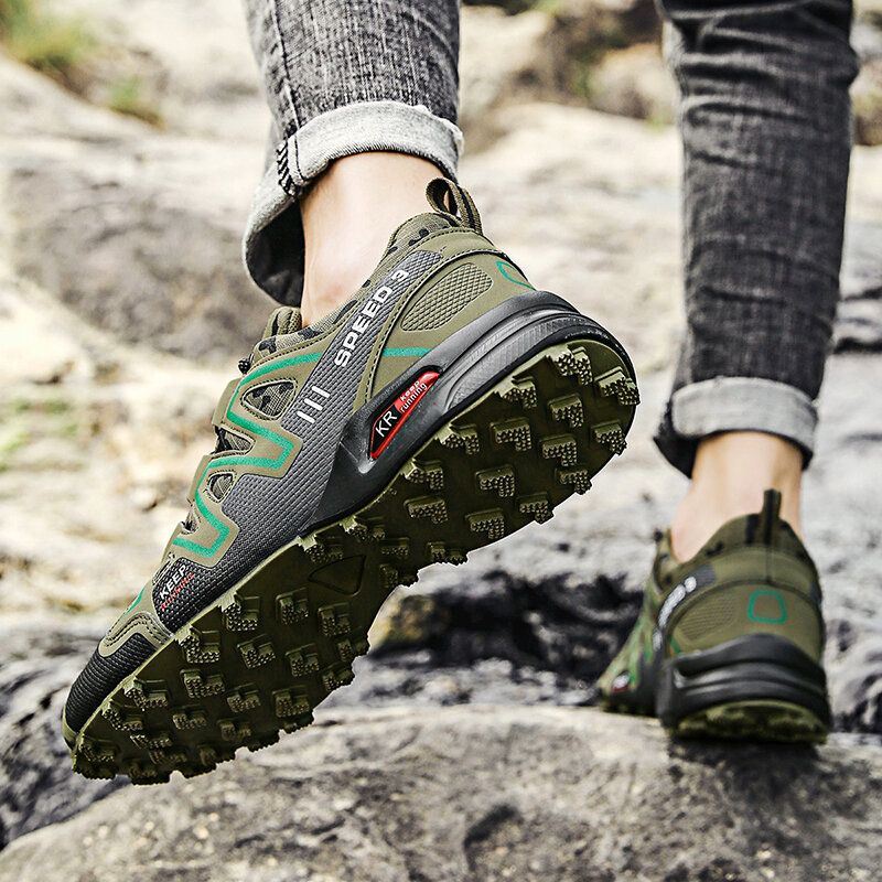 Heren Camo Wandelen Splicing Stijlvolle Outdoor Running Veterschoenen