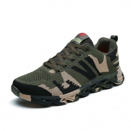 Heren Camouflage Gebreide Stof Ademend Antislip Soft Casual Hardloopschoenen