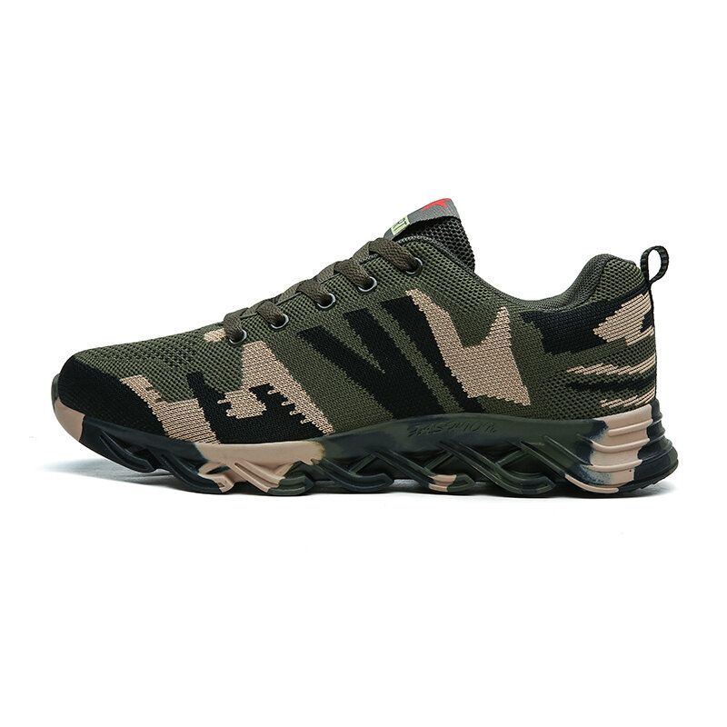 Heren Camouflage Gebreide Stof Ademend Antislip Soft Casual Hardloopschoenen