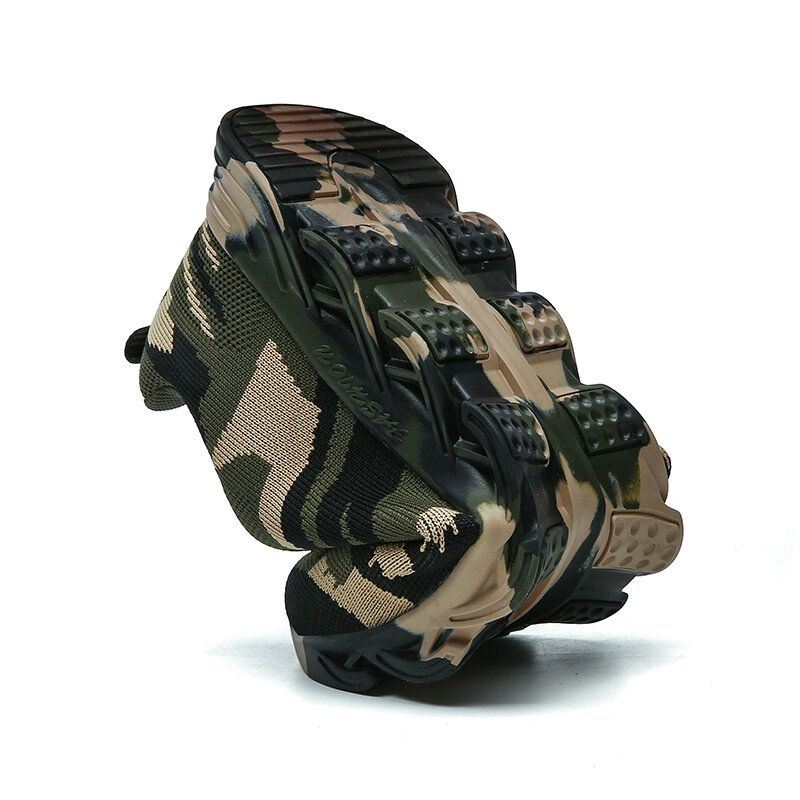 Heren Camouflage Gebreide Stof Ademend Antislip Soft Casual Hardloopschoenen