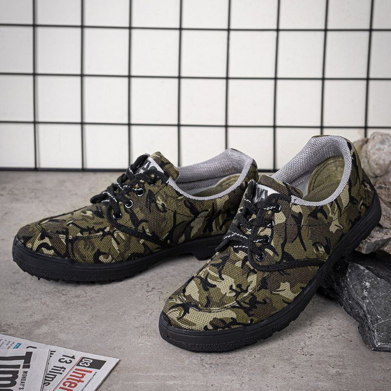 Heren Camouflage Sneakers Site Antislip Ademend Zachte Werkstijl Schoenen