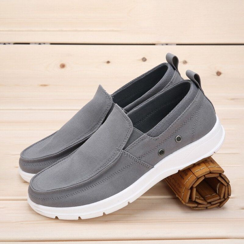 Heren Canvas Ademend Comfortabele Antislip Korte Pure Kleur Casual Werkschoenen