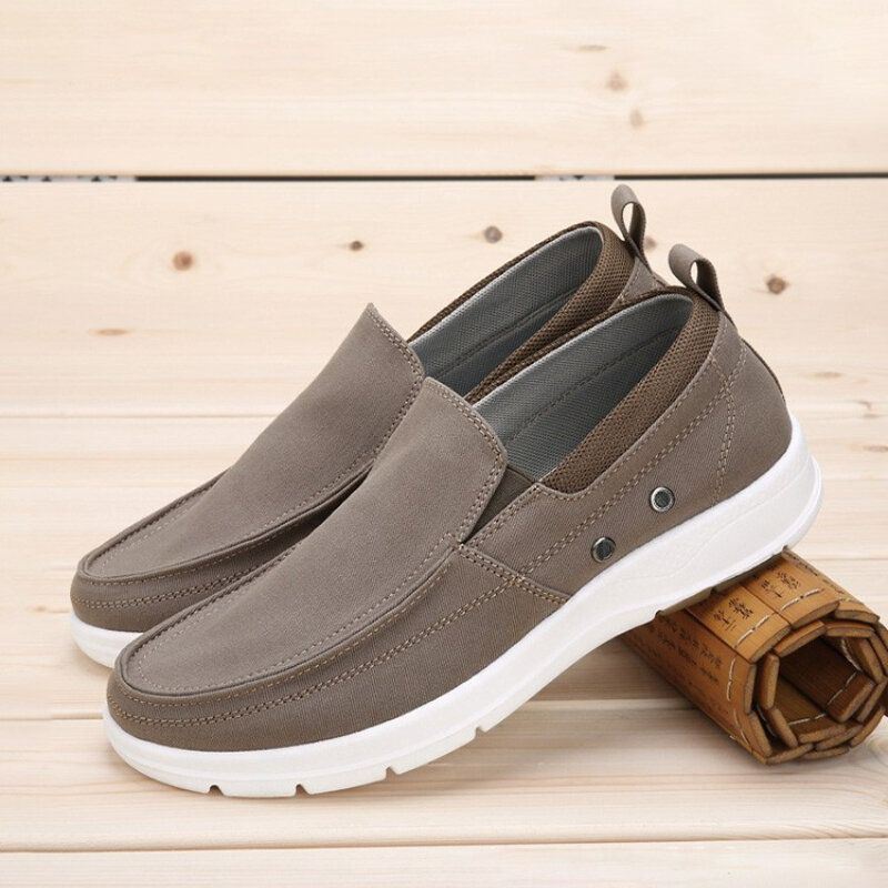 Heren Canvas Ademend Comfortabele Antislip Korte Pure Kleur Casual Werkschoenen