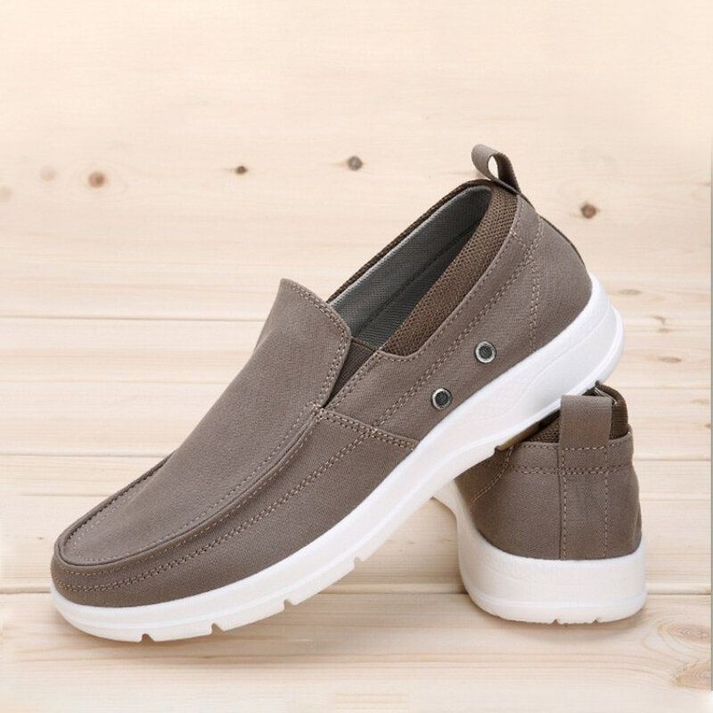 Heren Canvas Ademend Comfortabele Antislip Korte Pure Kleur Casual Werkschoenen