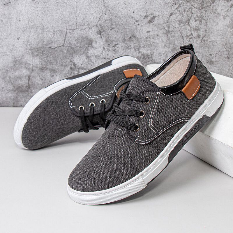 Heren Canvas Ademend Comfortabele Zachte Zool Non-slip Lace Up Casual Working Court Shoes